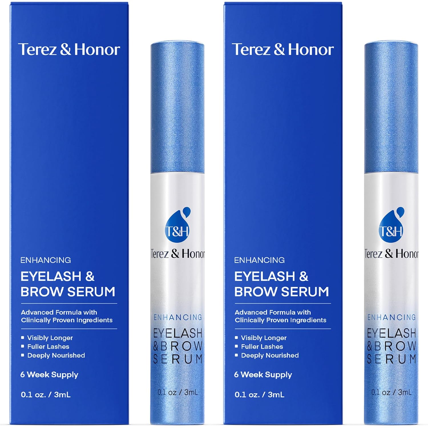 Natural Eyelash Growth Serum 2 Pack - Korean Lash Enhancer for Longer, Fuller Lashes & Thicker Eyebrows, Hypoallergenic Formula with Peptides, Biotin & Plant Extracts - Made in Korea