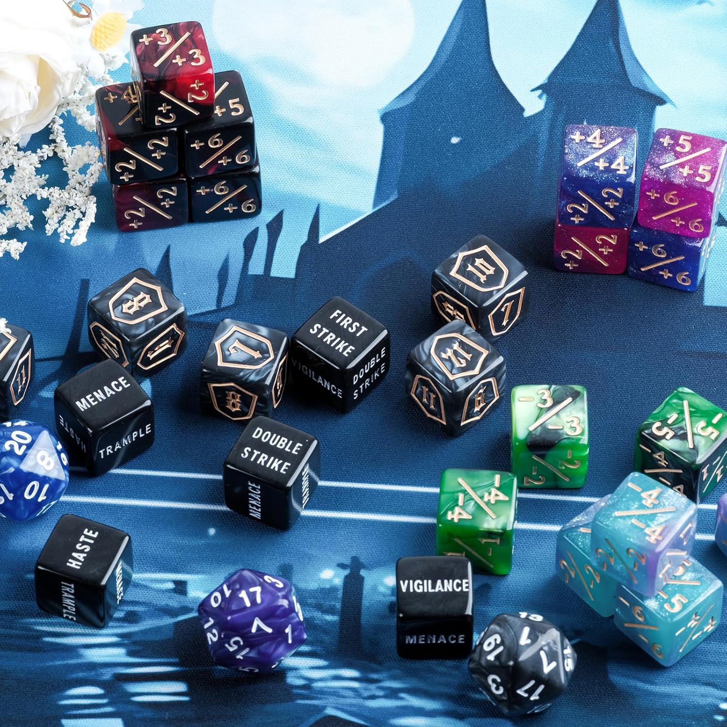 63 Piece MTG Dice Counters Set with Ability Keyword and Life Counters for Tabletop Games - Image 4
