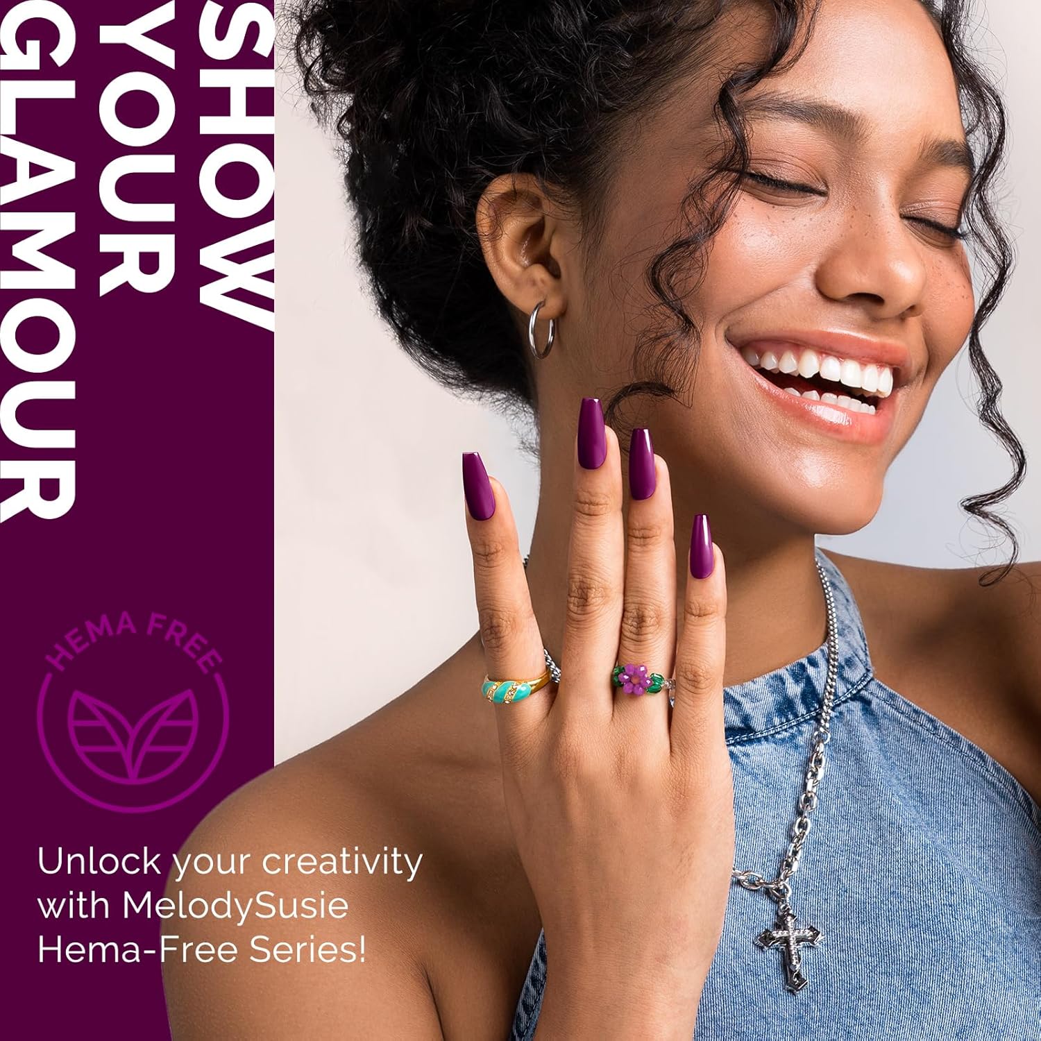 MelodySusie Hema Free Gel Nail Polish, 0.5 Fl Oz Thick Dark Purple Gel Polish, Non Toxic, Long Lasting, Soak Off UV Nail Polish, Manicure Nail Design Salon DIY Nail Art at Home 065 - Image 4