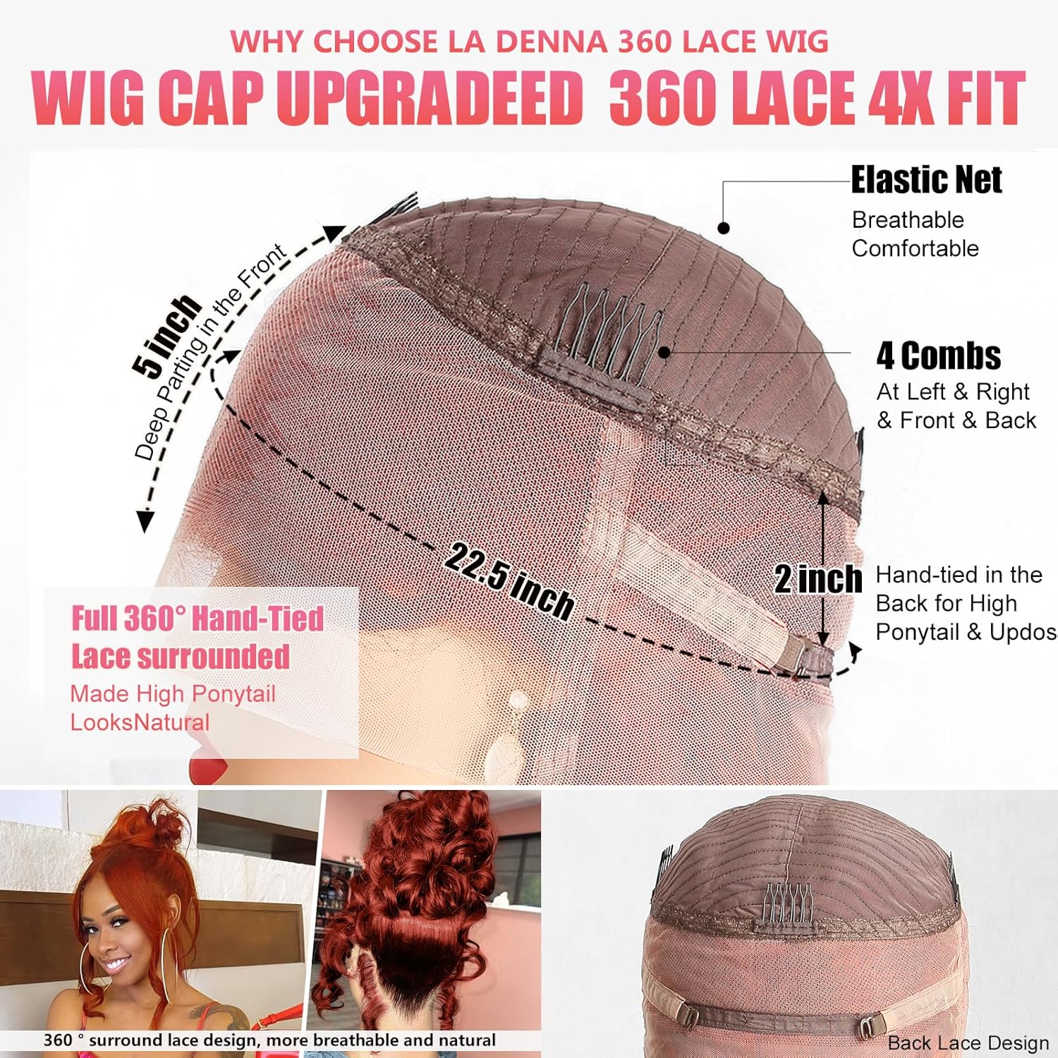 360 Reddish Brown Lace Front Wigs Human Hair 180% Density Copper Red Human Hair Lace Front Wig Pre Plucked 33# Auburn Brown Body Wave 360 Wig Ginger Brown Colored Wigs for Women 22" - Image 6