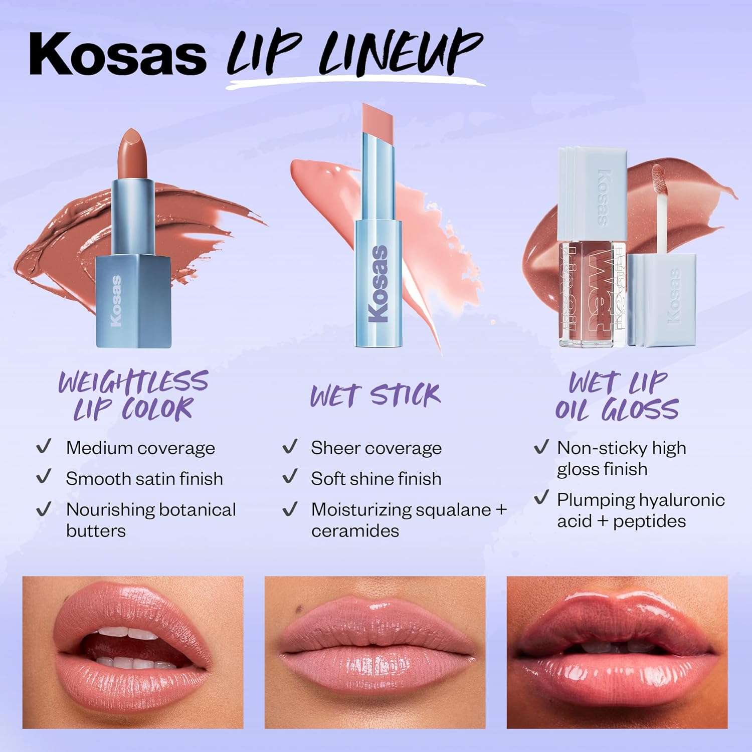 Kosas Wet Stick Moisturizing Shiny Sheer Lipstick with Ceramides, Hyaluronic acid, Peptides and Mango Butter - Soothes, Softens, and Moisturizes Lips – Baby Rose - Image 7