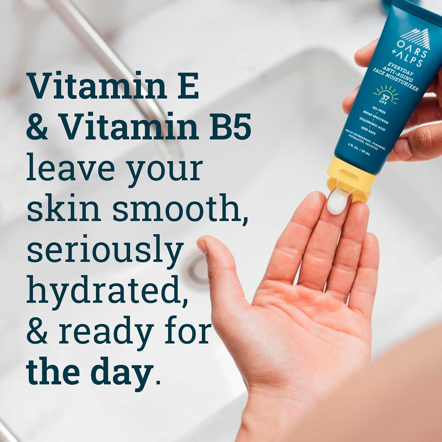 Oars + Alps Travel Sunscreen for Face & Everday Use, SPF 37 Anti Aging Face Sunscreen & Body Lotion, Infused with Hyaluronic Acid, Vitamin E and B5, No White Residue, Water & Sweat Resistant, 2oz - Image 6