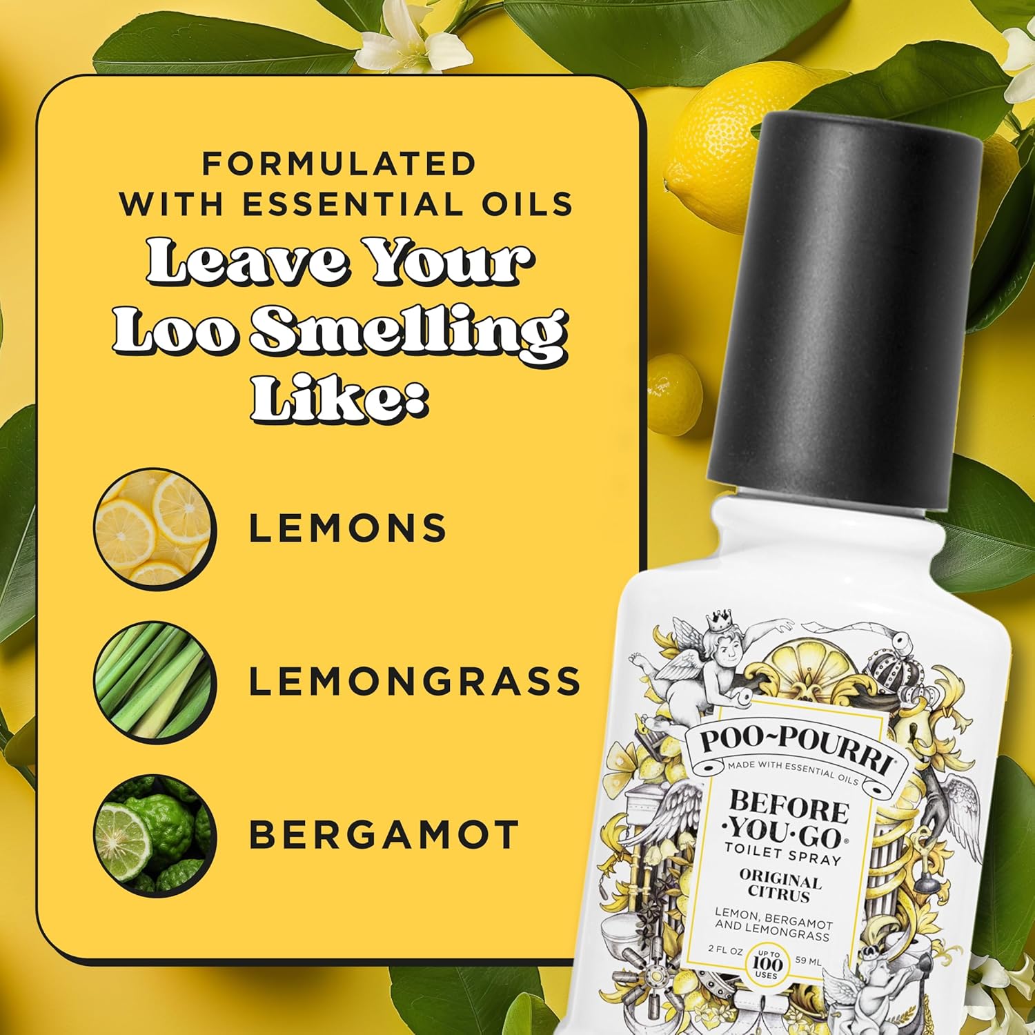 Poo-Pourri Original Citrus 2oz Before-You-Go Toilet Spray 2 Pack - Instantly Trap Bathroom Odor - Plant Based Ingredients & Essential Oils - No synthetic fragrance - Lemon, Bergamot & Lemongrass Scent - Image 7