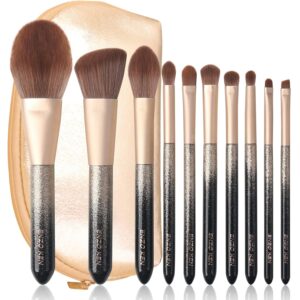 Natural Hair Makeup Brush Set Professional, Sable Makeup Brushes Set with Case, Natural Hair Brushes Makeup Set, Glitter Make up Brushes Set Professional, Natural Makeup Brushes - ORRA, Black