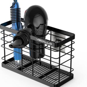 Hair Dryer Holder - Hair Tool Organizer Wall Mount/Adhesive Blow Dryer Holder/Curling Iron Holder Cabinet Door Bathroom Organizer for Hair Dryer, Curling Wands, Hair Straighteners Black