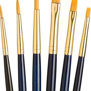 Princeton Real Value, Series 9100, Paint Brush Sets for Acrylic, Oil & Watercolor Painting, Syn-Gold Taklon (Rnd 1, 3, 5, Shader 2, 4, 6)