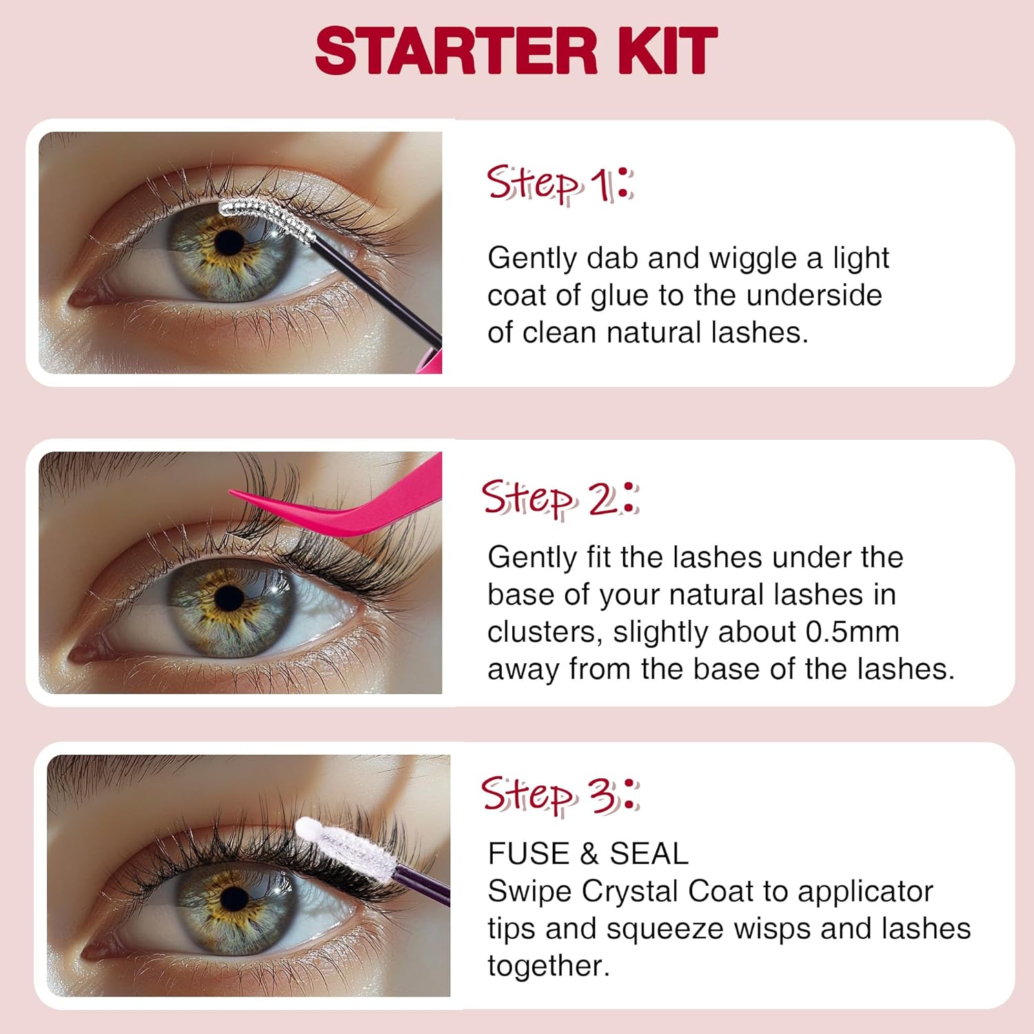 Lash Clusters Kit with Bond Seal Eyelid Wipes Brush and Bag Set - Image 3