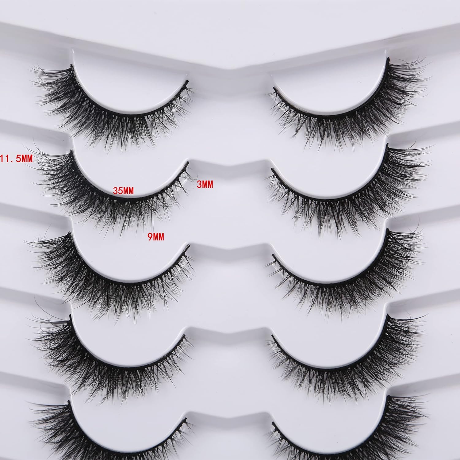 Pooplunch False Eyelashes Extension Volume Cat Eye Look Natural Wispy Lashes Fluffy Short 8D Fake Eyelashes Faux Mink Lashes 7 Pairs Pack - Image 2