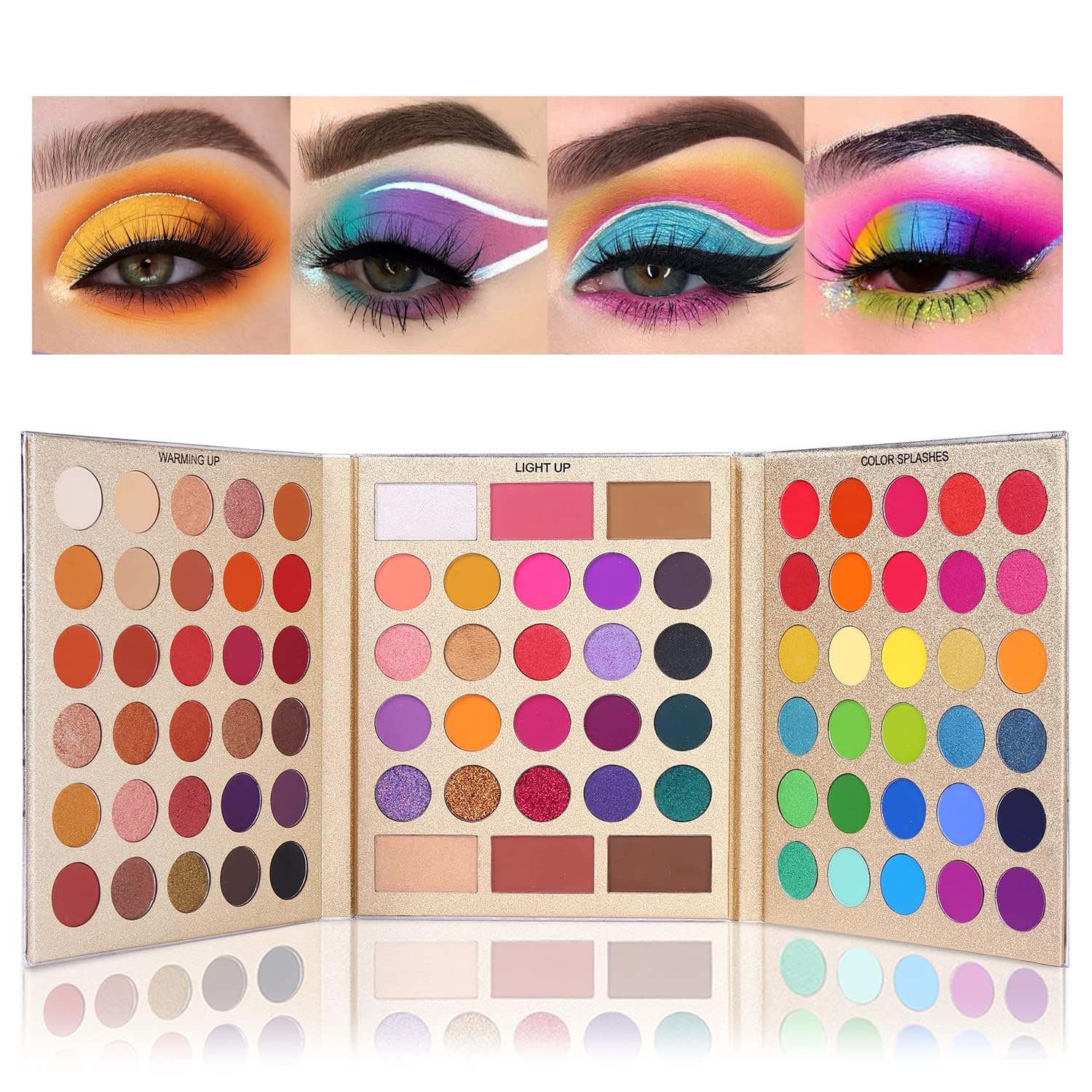 UCANBE Makeup Eyeshadow Palette + 15Pcs Brush Set, Pigmented 86 Colors Make Up Pallet with Brushes, Matte Shimmer Glitter Palettes Valentine's Gift Kit, Eye Shadow Highlighter Contour Blush Beauty Kit - Image 3