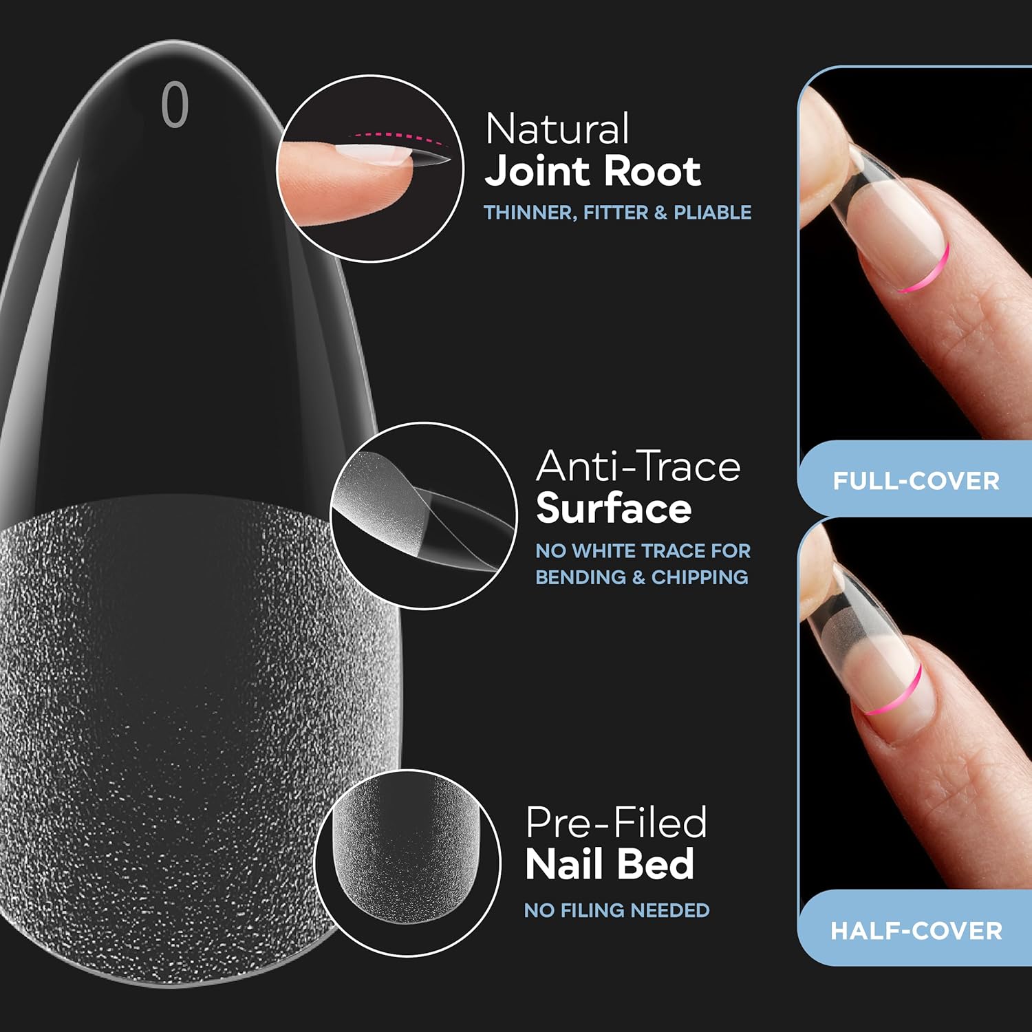 SUNUV Medium Almond Nail Tips 600 PCS Pre-shaped Full Cover Fake Nails Acrylic Press On Nails for Salon and DIY at Home - Image 4