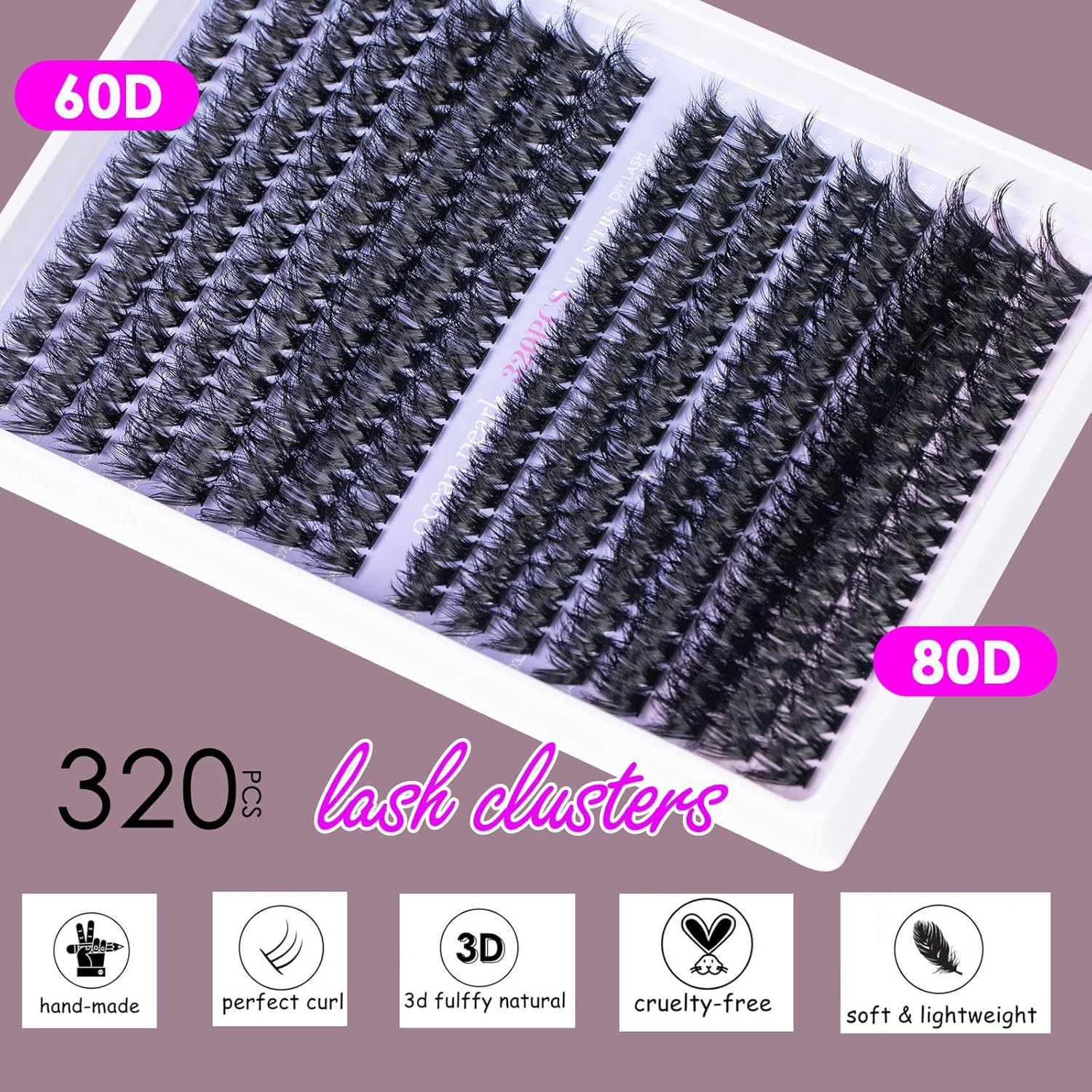 3D Thick Lash Extension Kit 320 Pcs Fluffy Lash Clusters 60D+80D 10-16mm Eyelash Extension Kit Individual Lashes with Bond and Seal Glue Tweezers DIY Eyelash Extensions for Beginners (60D+80D) - Image 4