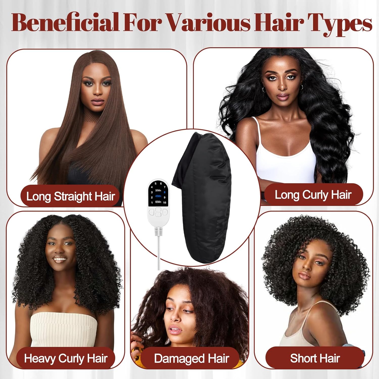Professional Hair Steamer for Deep Conditioning with 10 Heat Levels and 3 Time Settings - Image 6