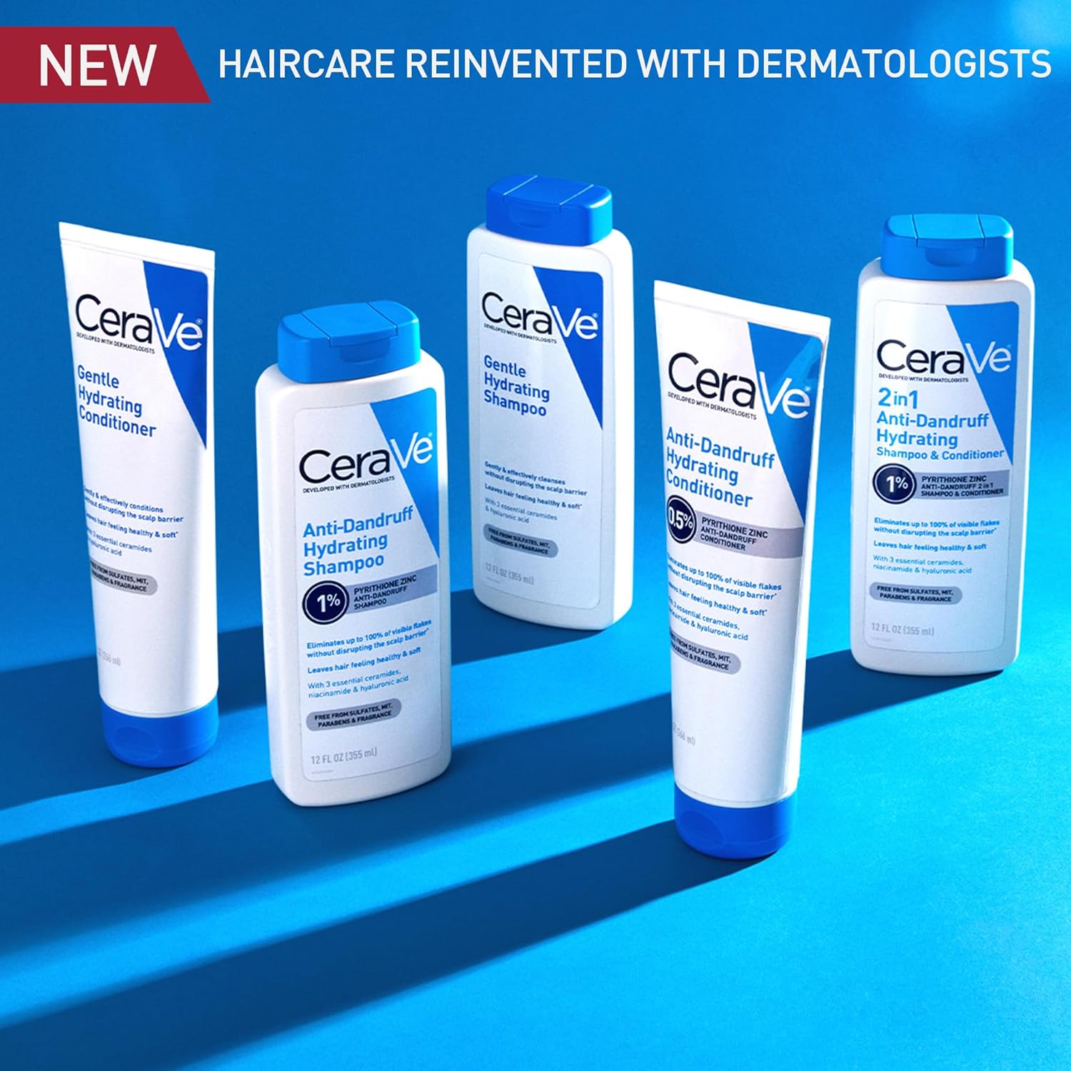 CeraVe Hydrating Anti Dandruff Shampoo, 1% Pyrithione Zinc Dandruff Treatment With Ceramides, Niacinamide & Hyaluronic Acid, Helps Eliminate Flakes & Provides Itchy Scalp Relief, Sulfate Free, 12 Oz - Image 2