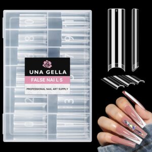UNA GELLA Nail Tips Square XXL Tips 120 PCS No C Curve Gel Tips Extra Long Square Straight Nails Half Fake Nail Tips No Trace for Acrylic Nails Tips for Home DIY with Box