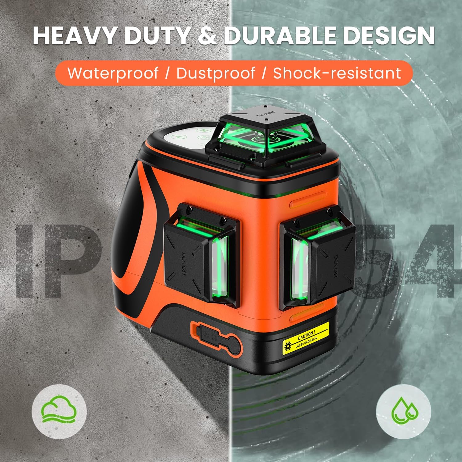 Outdoor Laser Level with Receiver : Daylight High Visibility Laser Level 360 Self Leveling Up To 400ft Long Range 110mw High Power Green with Detector Outside Construction Landscaping, H3-360G - Image 7