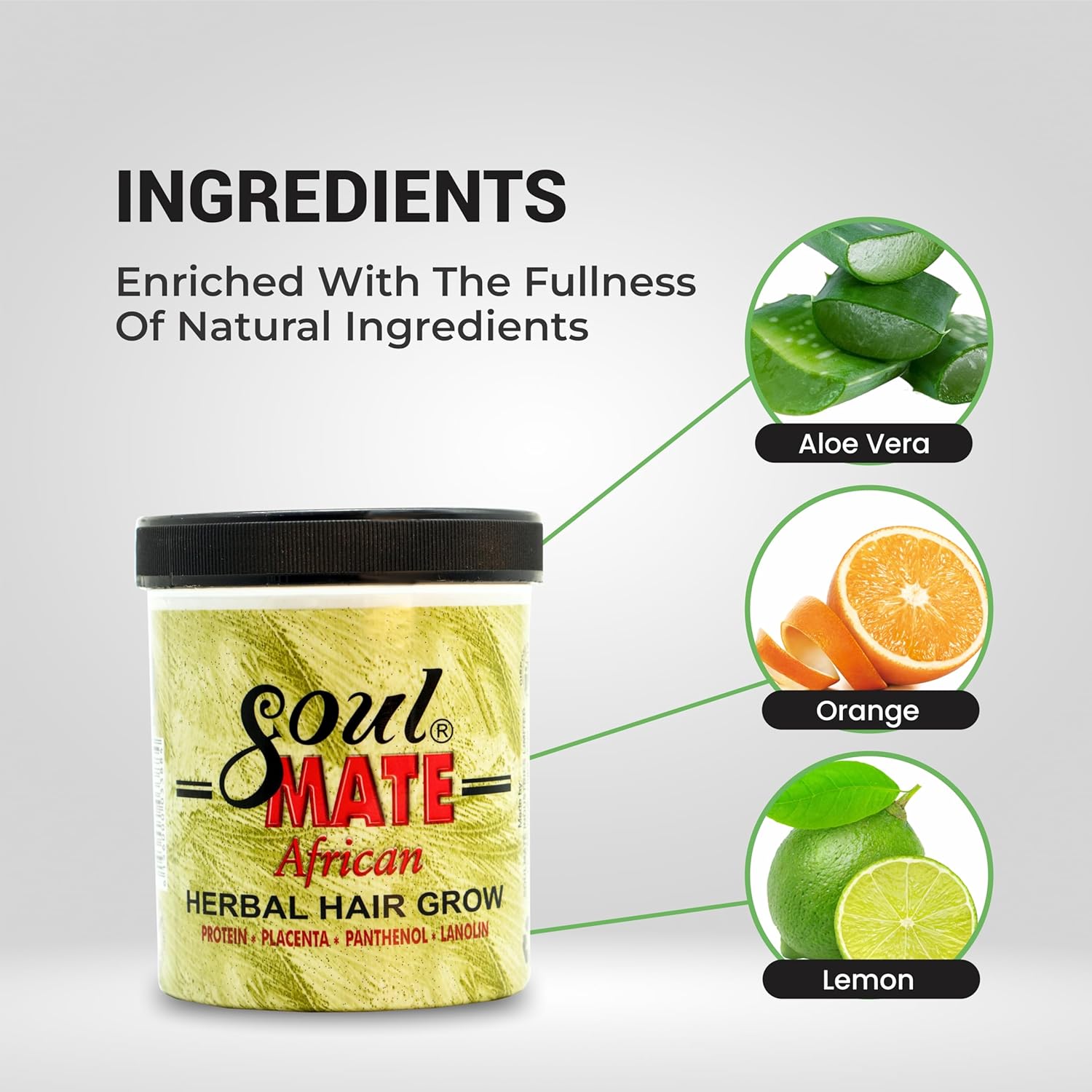 Soulmate African Herbal Hair Grow Cream 12.5 oz | Moisturizing Cream with Jojoba Oil for Smooth & Shiny Hair | Pure Remedy for Scalp Thinning, & Breakage | Natural Conditioner for All Hair Types - Image 3