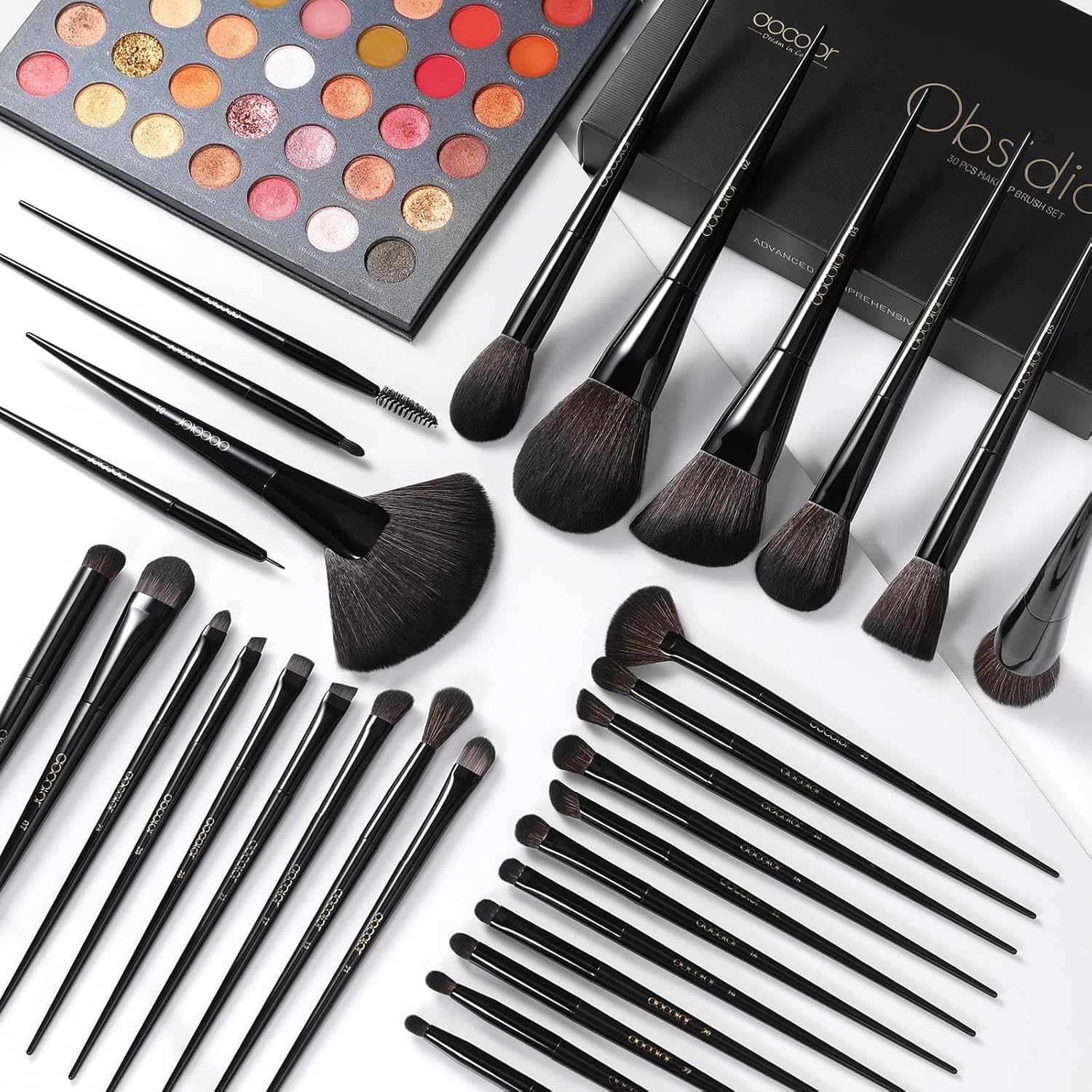 Docolor Makeup Brushes Set Professional 30Pcs Obsidian Makeup Brushes Premium Synthetic Powder Kabuki Foundation Contour Blush Concealer Eye Shadow Blending Eyeliner Crease Eyebrow Make Up Brush Kit - Image 5
