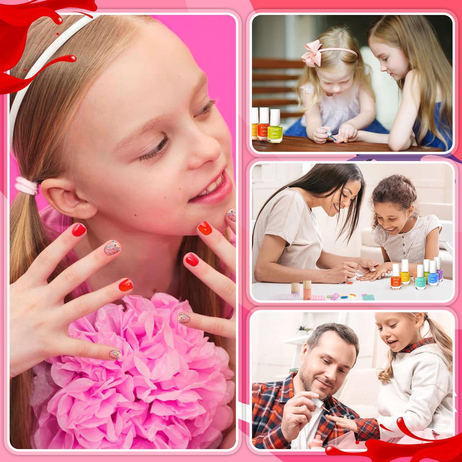 kids nail polish set,Non Toxic Kids Nail Polish Set for Toddler,Water-Based Natural Safe Quick Dry Nail Polish Kit,Birthday Gift Nail Polish Set for Girl (11 Colors + 1 Coat) Kids Ages 3+ - Image 6