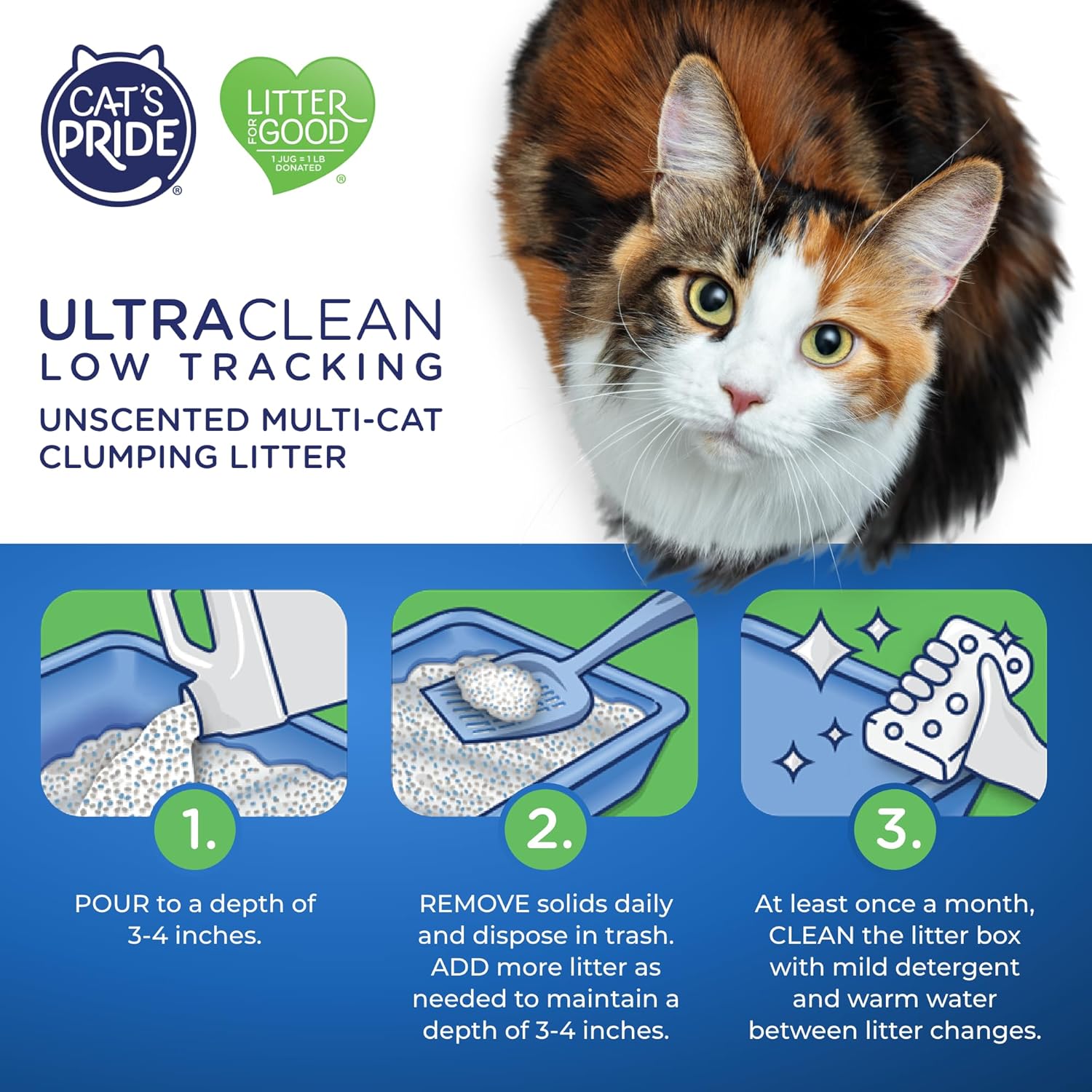 Cat's Pride Max Power: UltraClean Low Tracking Multi-Cat Clumping Litter - Keeps Paws & Home Clean - Up to 10 Days of Powerful Odor Control - 99% Dust Free - Unscented, 15 Pounds - Image 4