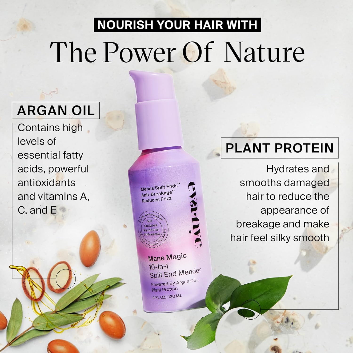 Eva NYC Mane Magic 10-in-1 Split End Mender Hair Treatment, 4 Fl Oz, Repairs ends for healthier, stronger & Damaged hair, GMO, Cruelty-Free - Image 3
