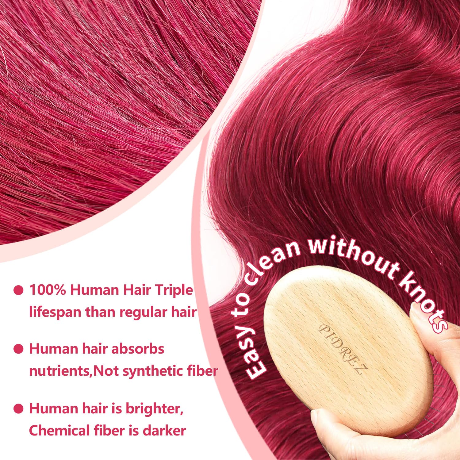 99j Burgundy Lace Front Wigs Human Hair 28 Inch 13x6 Body Wave Lace Front Wigs Human Hair Pre Plucked 180 Density HD Transparent Red Colored Wigs Human Hair for Women with Baby Hair - Image 4