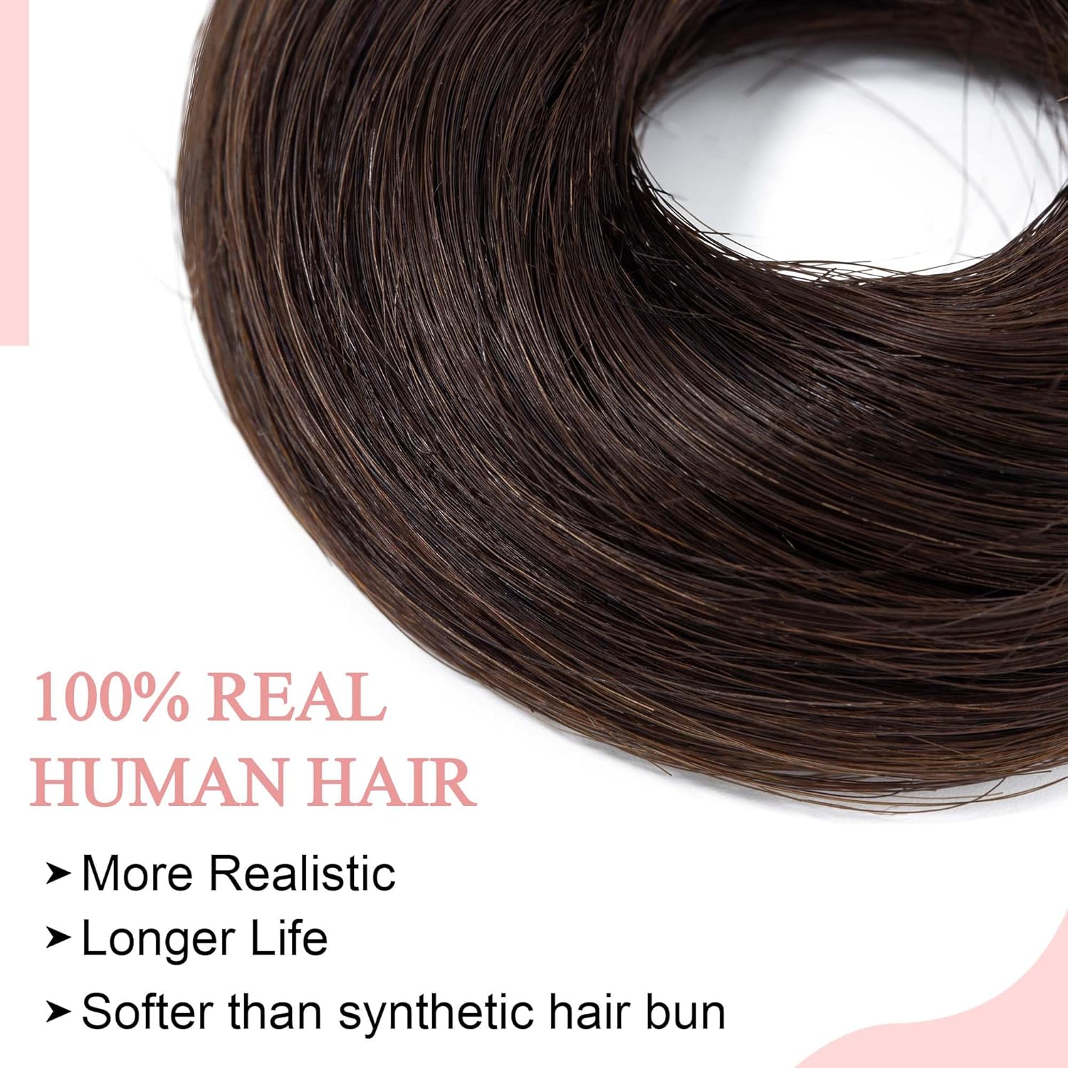 SEGO Human Hair Messy Bun Hairpieces Real Scrunchies Natural Wavy Smoothed Updo Donut Chignon Ponytail Extensions for Women Girls-#02 Dark Brown - Image 2