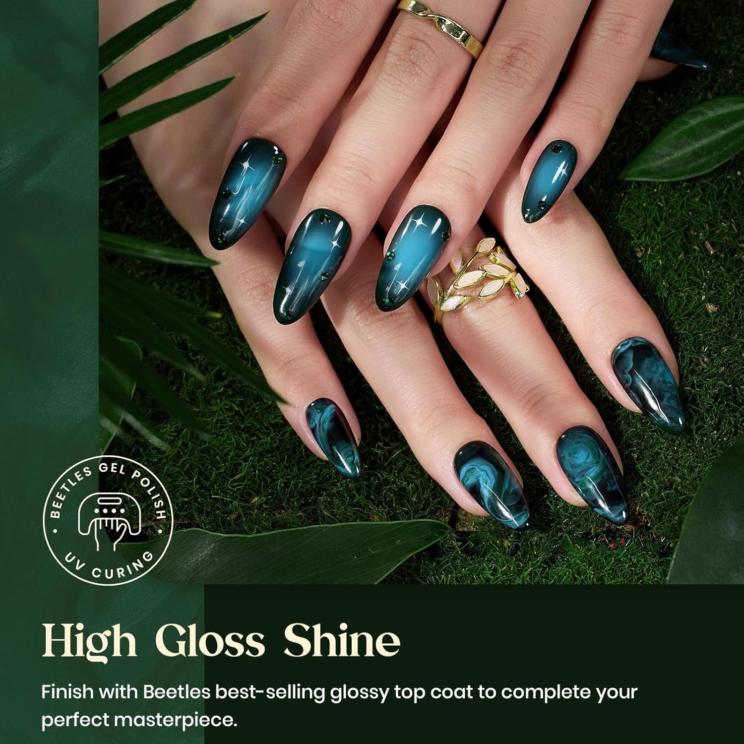 Beetles Green Gel Nail Polish Set 6 Colors Forest Dark Green Gel Nail Polish Soak Off Uv LED Nail Lamp Gel Nail Kit Home DIY Manicure Nail Salon - Image 4