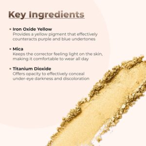 YELLOW CORRECTOR Powder with Maximum Coverage CONCEALER BRUSH – Neutralizes Redness, Rosacea, Dark Circles – Mineral Makeup, Banana, Vegan, Cruelty-Free, Noncomedogenic, Full Coverage Set