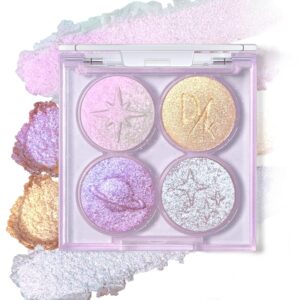 Holographic Duochrome Glitter Eyeshadow Palette, Chameleon Color Shift Metallic Shimmer Eyeshadow, Sparkle Inner Corner Eye Highlighter, Creamy Mini Eye Shadow Palette Iridescent Fairy Makeup