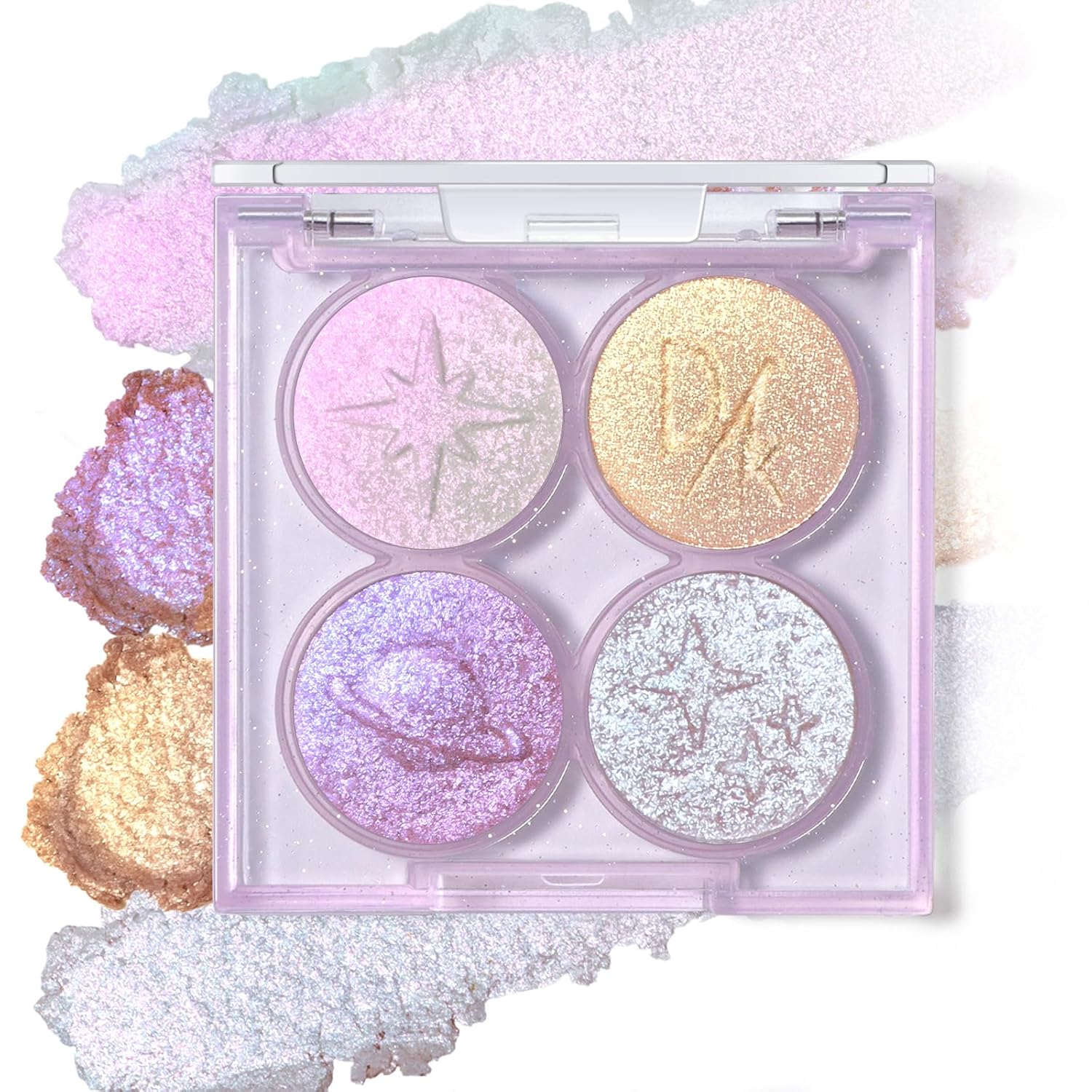 Holographic Duochrome Glitter Eyeshadow Palette, Chameleon Color Shift Metallic Shimmer Eyeshadow, Sparkle Inner Corner Eye Highlighter, Creamy Mini Eye Shadow Palette Iridescent Fairy Makeup