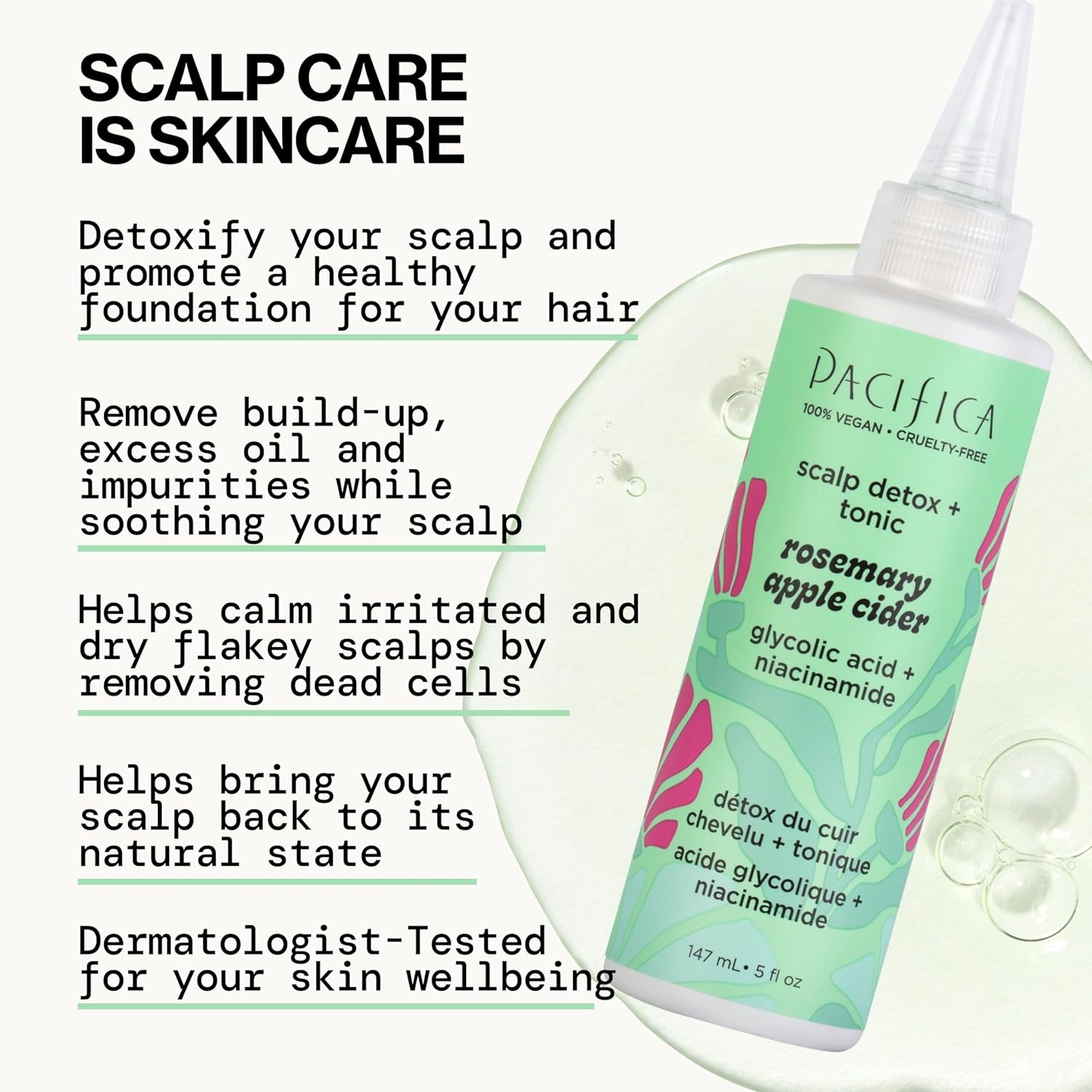 Pacifica Scalp Detox Tonic โ Rosemary Apple Cider Scalp Exfoliator - Scalp Scrub w/ Salicylic Acid for Clarifying Build Up & Purifying - Itchy, Dry Scalp Treatment , Vegan & Cruelty-Free, 5 oz - Image 7