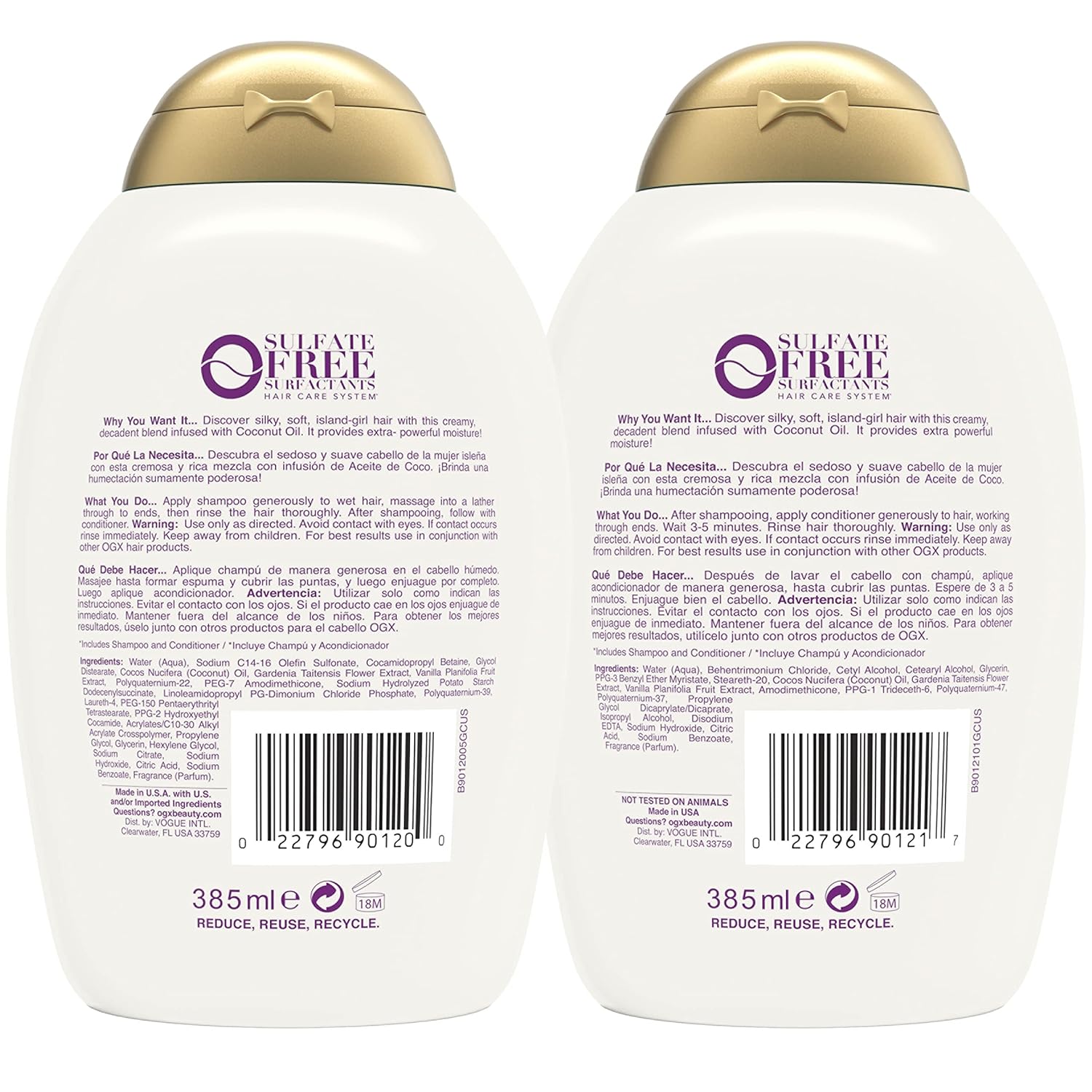 OGX Extra Strength Damage Remedy + Coconut Miracle Oil Shampoo & Conditioner for Dry, Frizzy or Coarse Hair, Hydrating & Flyaway Taming Conditioner, Paraben-Free, Sulfate-Free, 13 Fl Oz, 2 Pack - Image 2