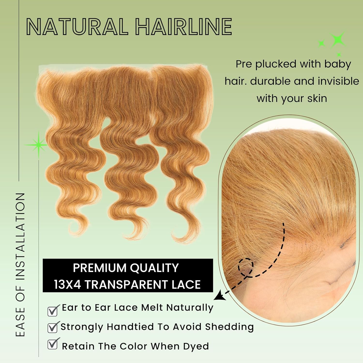ALHER Honey Blonde Bundles with Frontal Human Hair Body Wave, 10A Color #27 Sun-kissed Vibe Golden Blonde Real human hair bundles with 13X4 HD lace frontal Closure Ear to Ear Melt Well 14 16 18+14 In - Image 4