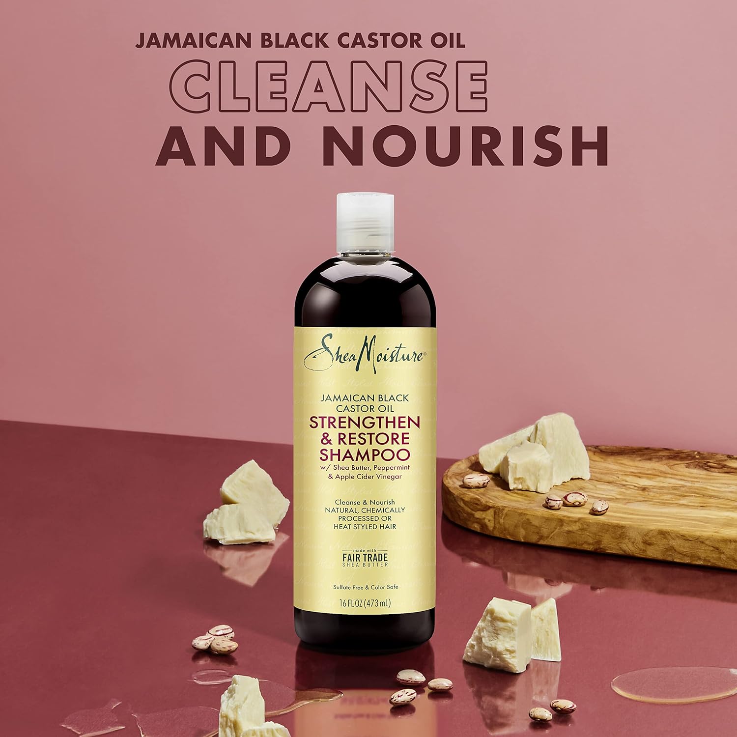 Shea Moisture Jamaican Black Castor Oil Clarifying Shampoo & Conditioner - Strengthen & Restore Sulfate-Free Shampoo & Conditioner Set with Shea Butter, ACV, and Peppermint Oil for Hair (2 Piece Set) - Image 2