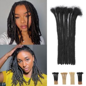 14Inch Dreadlock Extensions Loc Extensions Human Hair 0.6CM 100% Real Human Hair Full Head Handmade Permanent Dreadlocks Extension for Men/Women(14 Inch 10Strands,1B)