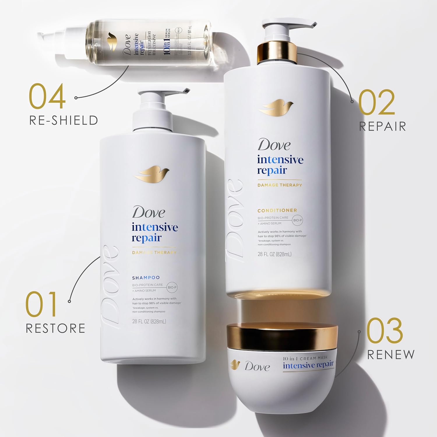 Dove Conditioner Intensive Repair for Damaged Hair with Bio-Protein Care Technology and Amino Serum 28 Fl Oz - Image 8