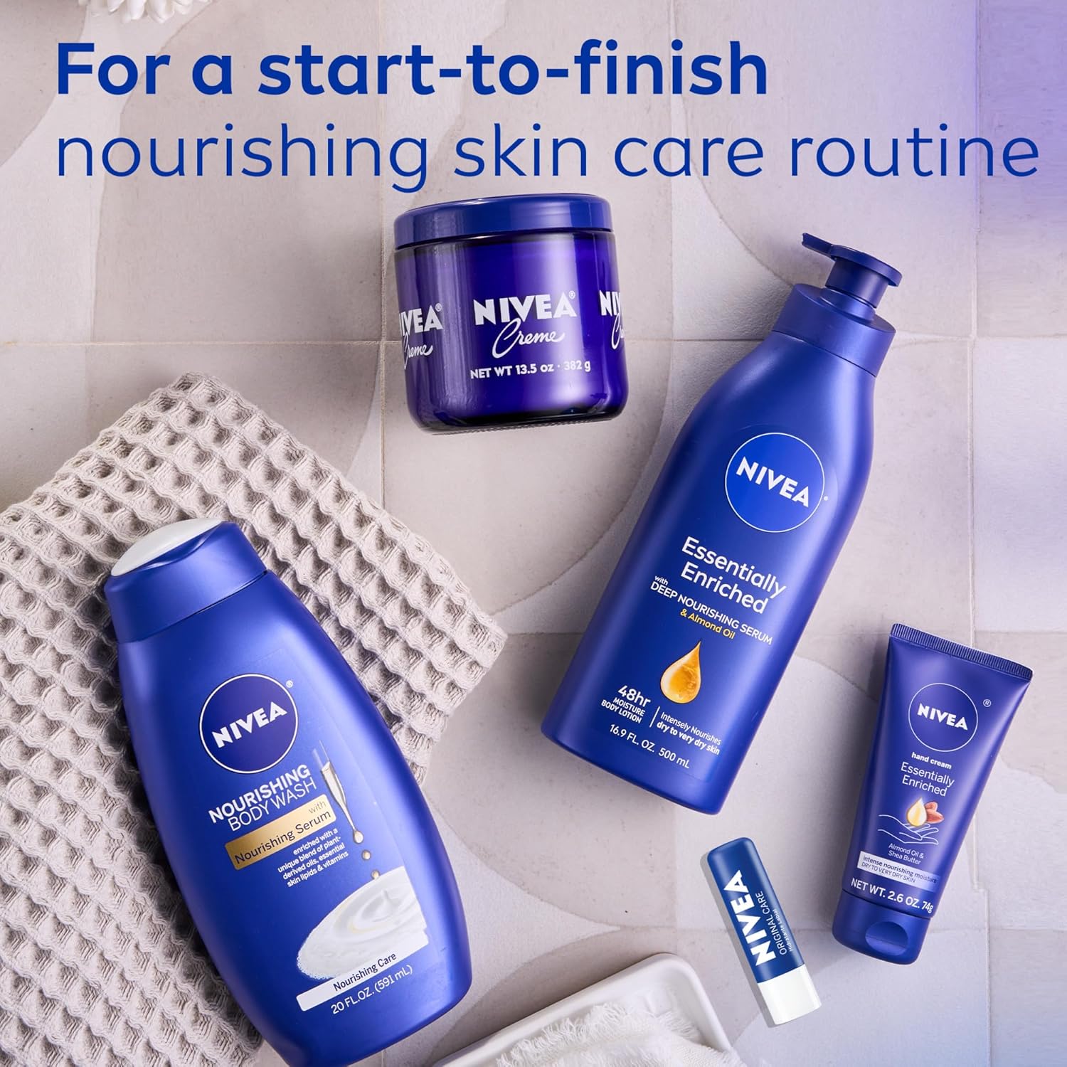 NIVEA Essentially Enriched Body Lotion for Very Dry Skin with Hyaluronic Acid, Almond Oil and Deep Nourishing Serum, 72-Hour Body Moisturizer, 16.9 Fl Oz Pump Bottle, Pack of 2 - Image 8