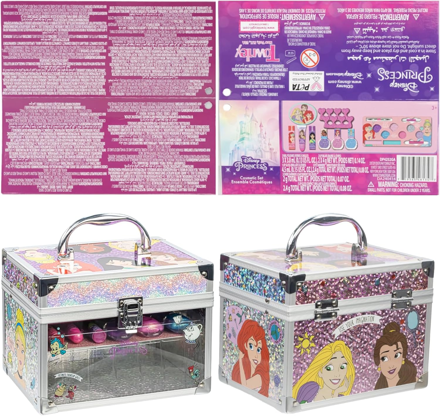 Disney Princess Train Case Beauty Set, Kids Makeup Kit for Girls, Real Washable Makeup Set, Play Makeup, Party Favor, Birthday, Ages 3 4 5 6 7 8 9 10 11 12 by Townley Girl - Image 9