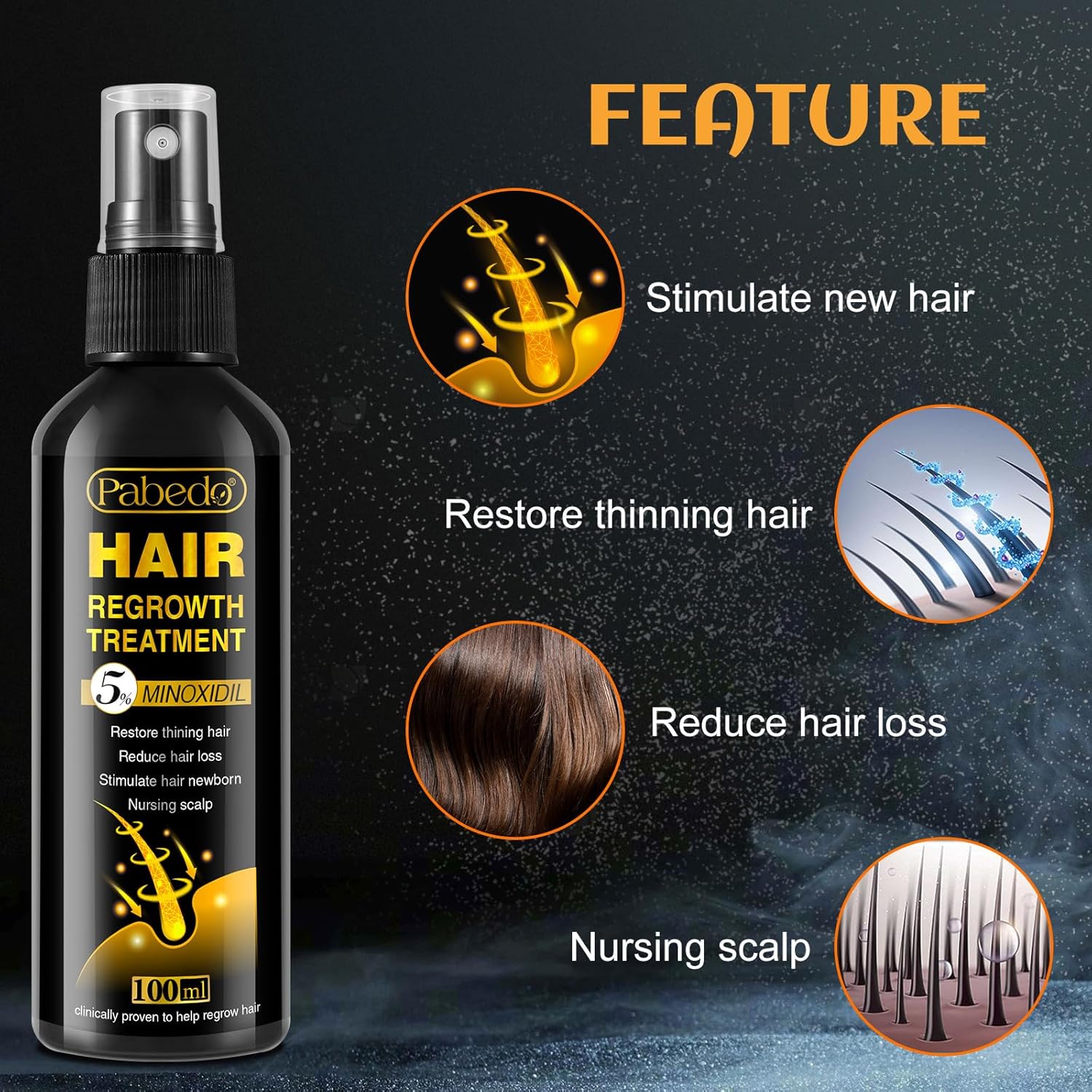 Nourish & Grow: 5% Minoxidil Hair Serum with Castor Oil & Biotin, 100ml, for Men & Women - Image 3