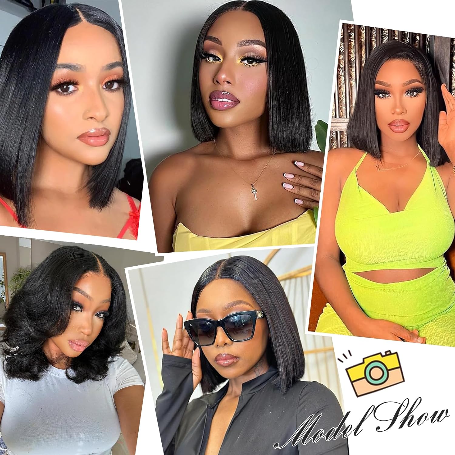 Bob Wig Human Hair 180% Density 13x4 HD Transparent Lace Front Wigs Human Hair Pre Plucked Short Bob Glueless Straight Wigs Human Hair for Women Natural Black 10 Inch - Image 6