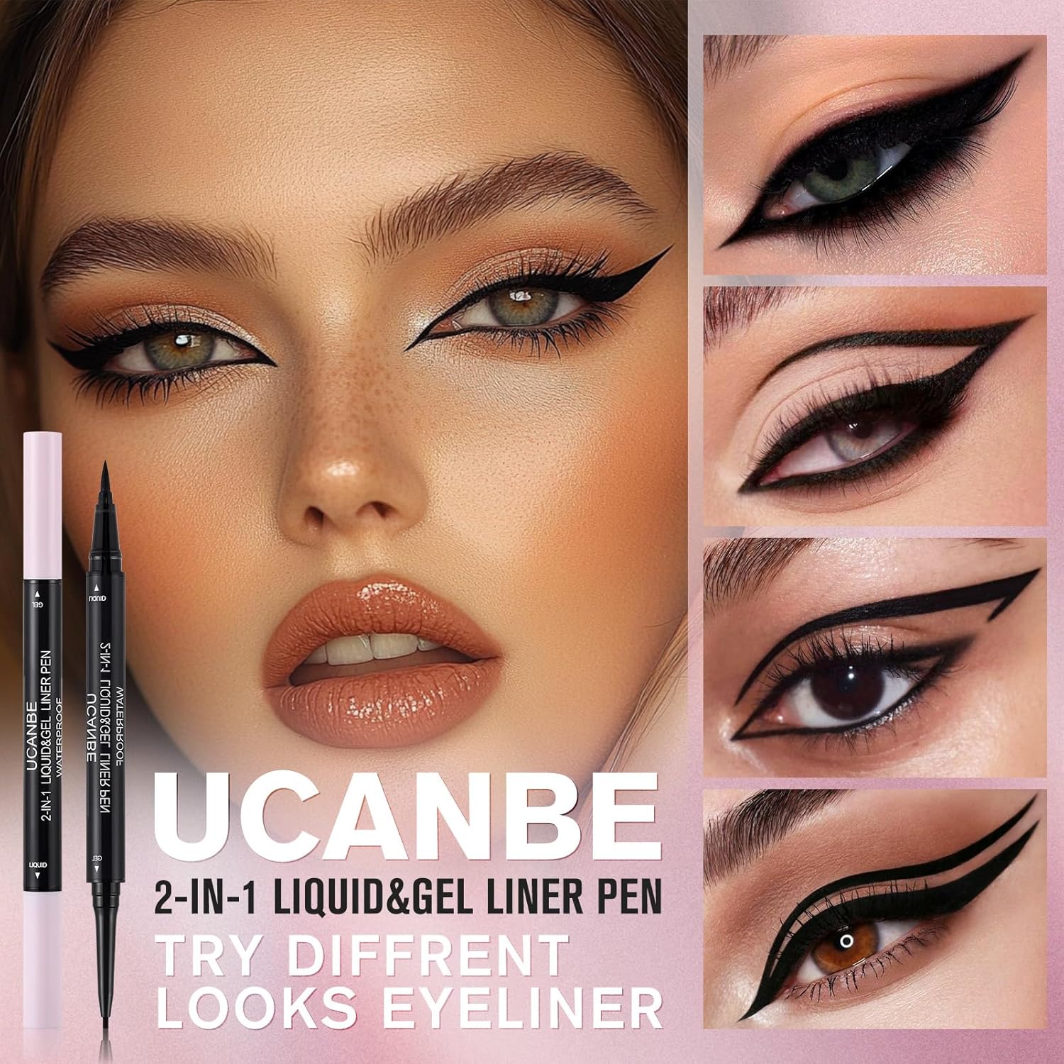 UCANBE Black Eyeliner Pencil, Dual Ended Liquid Eye liner + Gel Eyeliner 2 in 1, Highly Pigmented & Quick Drying, Waterproof & Long Lasting Ultra-fine Tip Eye Makeup Pen - Image 3
