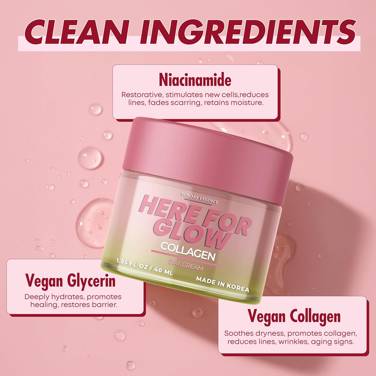 Vegan Hydrating Anti-Aging Collagen Night Cream 1 Pack 95% Natural - Image 3