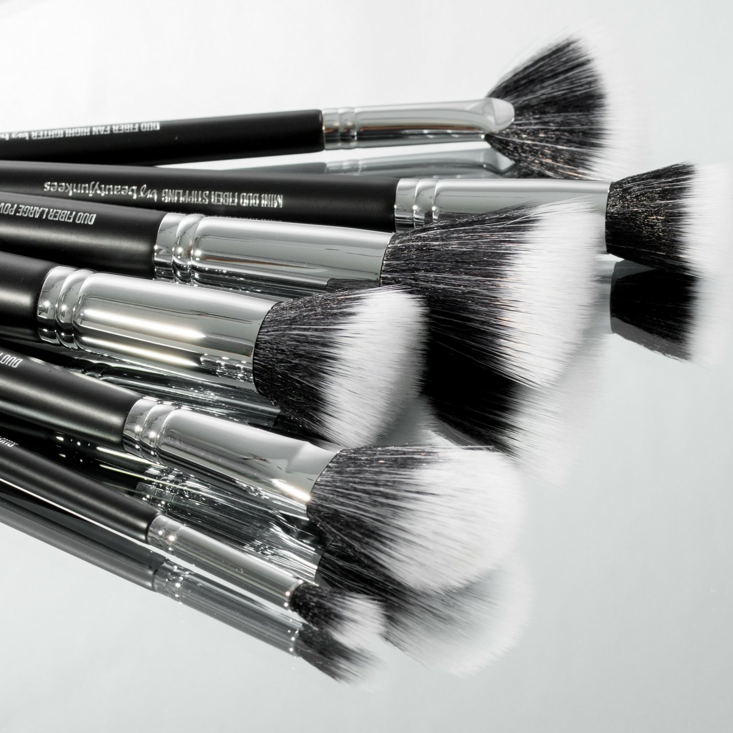 Duo Fiber Makeup Brush Set - Beauty Junkees 6pc Professional Make Up Brushes with Case, Foundation, Concealer, Blush, Bronzer Contour, Fan Highlighter, Eyeshadow, Powder Cosmetics, Vegan Cruelty Free - Image 8