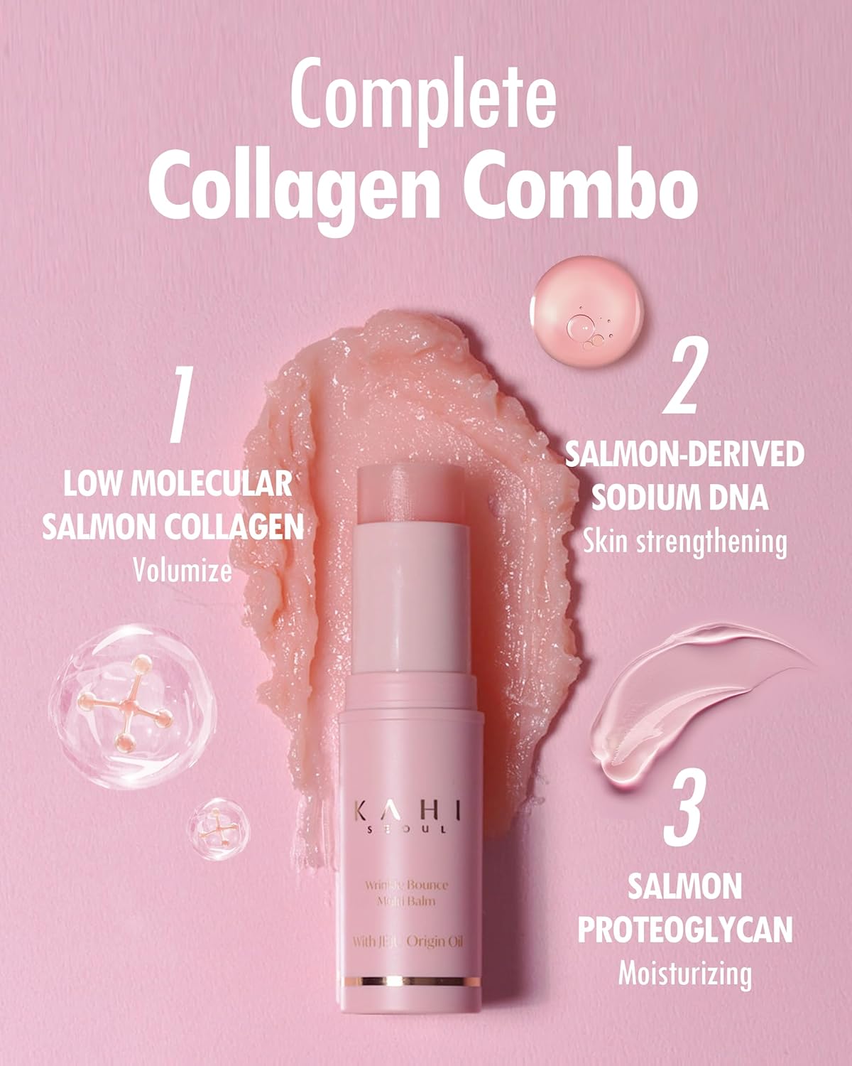 KAHI Wrinkle Bounce Multi Balm Stick | PDRN Collagen Wrinkle Stick | Korean Skin Care |All-in-One Hydrating Lip Balm Eye Cream Neck Cream Make Up Base & Face Mist Moisture Balm - Image 3