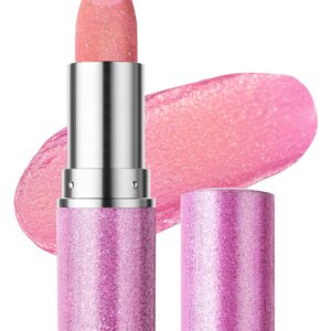 Erinde Glitter Shine Lipstick, Pearl Diamond Shimmery Creamy Lipcolor, Hydrating Glimmer Finish Lipsticks with Creamy Texture, Long Lasting High Pigmented Metallic Lip Stick Lip Stain, 02 Light Pink
