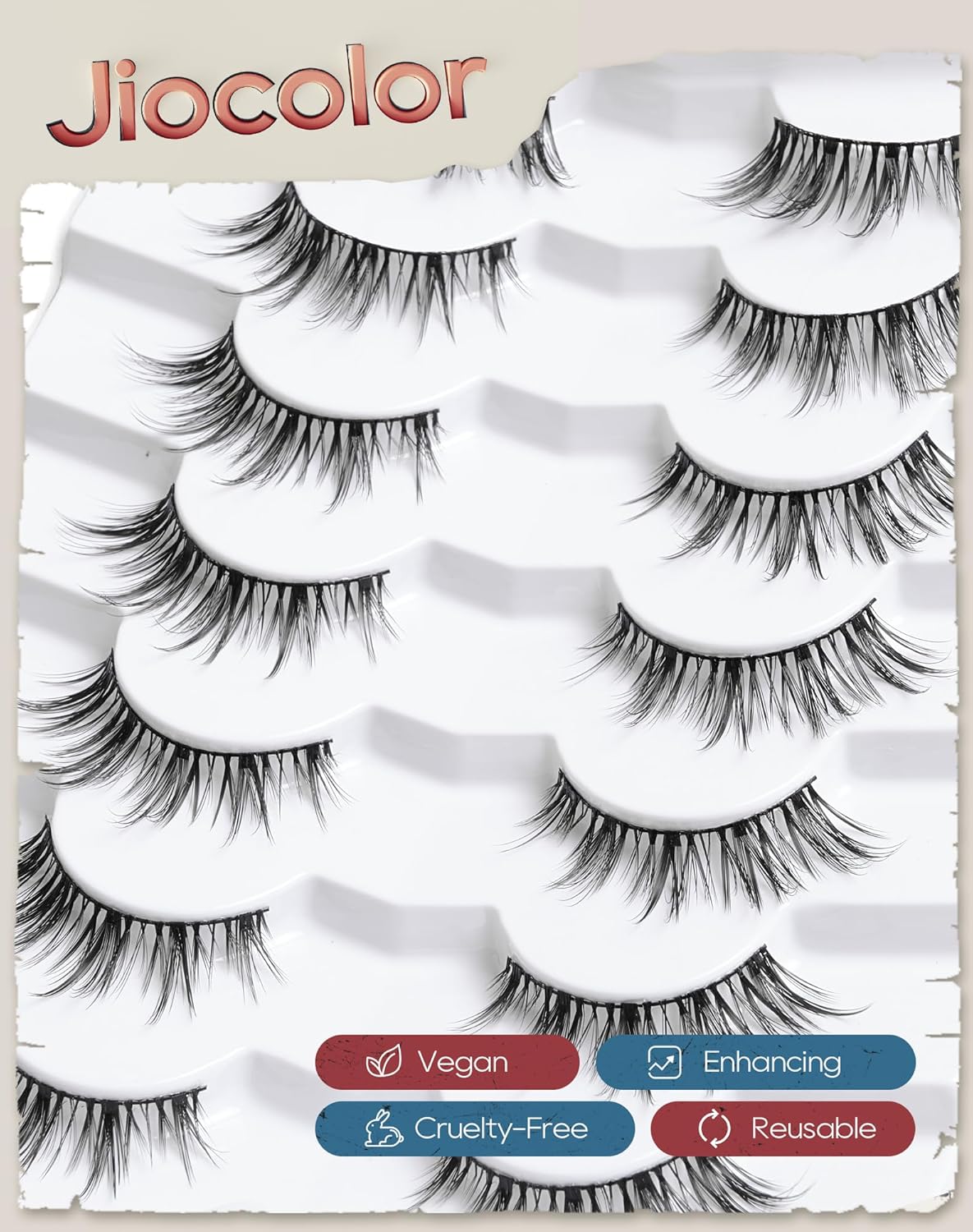 Natural Lashes That Look Like Extensions Strip Lashes Natural Look Thin Band Wispy Eyelashes 13mm Cat Eye False Eyelashes Foxy Eye Lashes 12 mm 7 Pairs S10 - Image 5