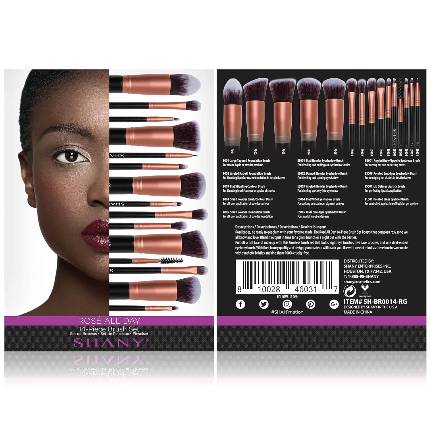 SHANY Makeup Brushes - Rose All Day - 14-Piece Brush Set – Foundation Powder Concealers Eye Shadows Makeup brushes - Complete Kabuki Makeup Brush Set in Rose Gold - 14 PCS - Image 3