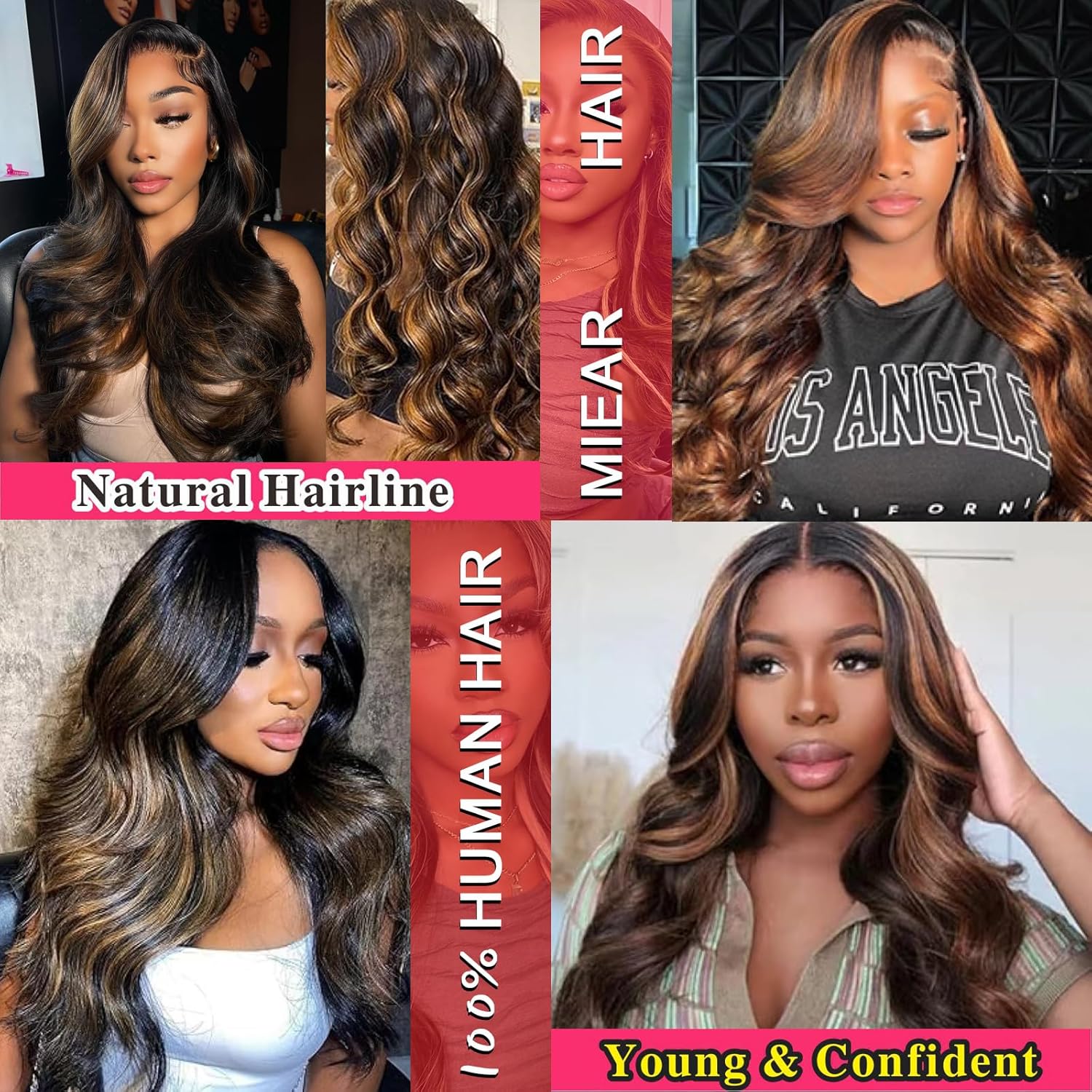 13x6 Ombre Human Hair Lace Front Wig 1B/30 Highlight 26 Inch Body Wave 180% Density HD Transparent - Image 4