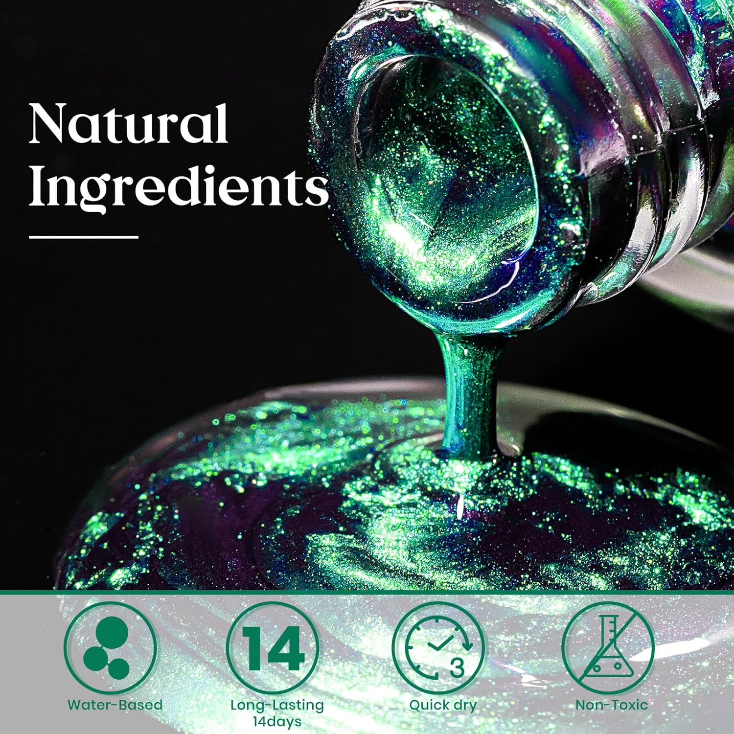 MIZHSE Chameleon Nail Polish, Green to Purple Color Shifting Nail Polish Air Dry Fast, 15ml/0.5 fl oz High Glossy Shiny Nail Pigment Nail Art Salon Manicure Home - Image 2