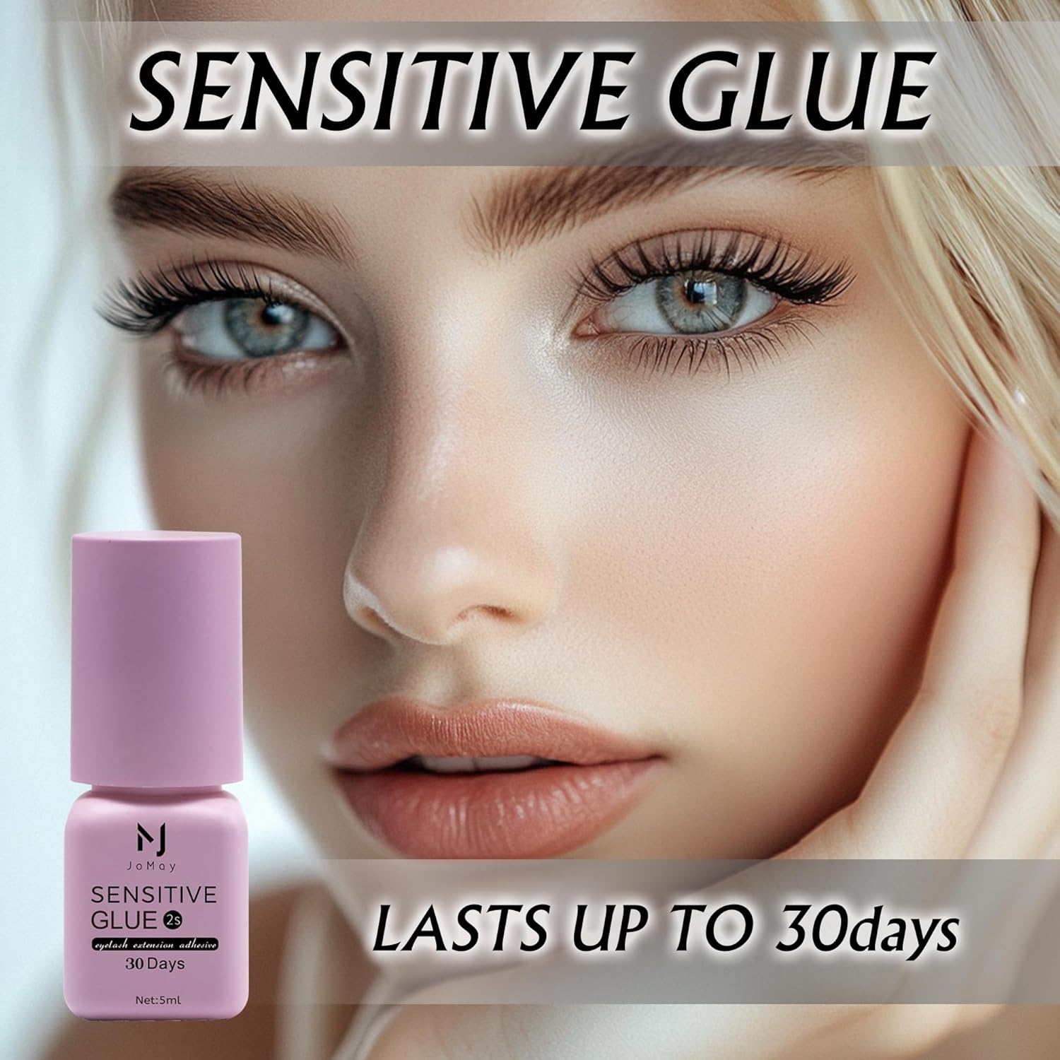 Sensitive Adhesive Eyelash Extension Glue 0.17fl.oz/5ml/2 Sec Drying Time/4-5 Weeks Retention/Hypoallergenic Black Individual Lash Adhesive/Professional Waterproof Lash Glue for Sensitive Eyes - Image 8
